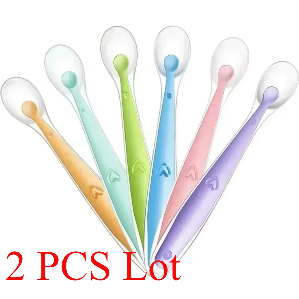 Baby Food Utensil - 2/1 個のシリコーンスプーンベビー幼児フィーダースプーン子供のためのキッズソフト安全給餌スプーン BPA フリーベビー食器食器
