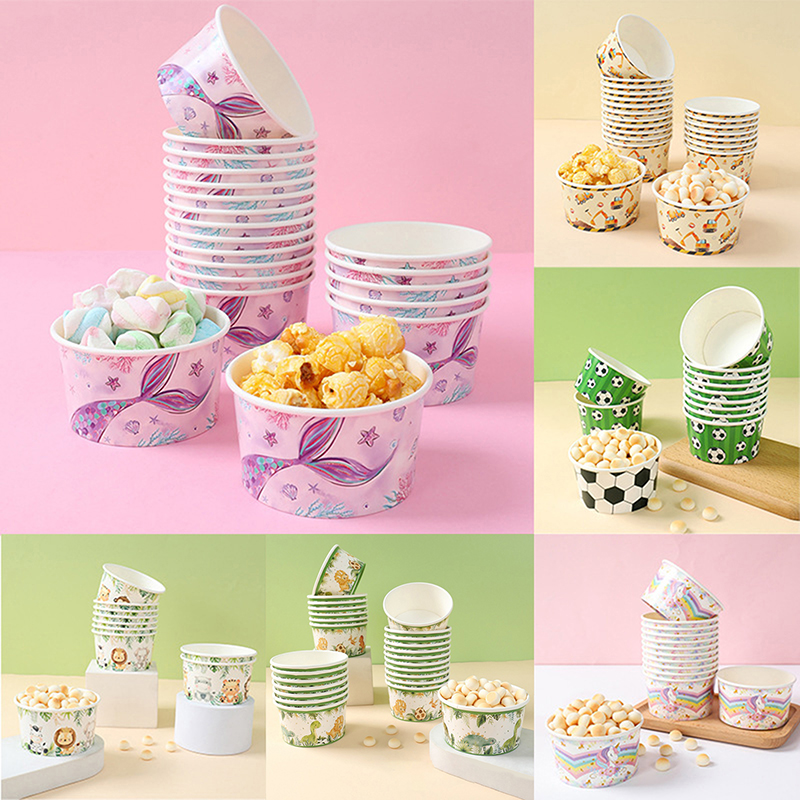 Baby Food With Avocado - 10個入り 8オンス いちごアボカド柄 アイスクリームペーパーボウル 誕生日パーティー飾り キッズフード