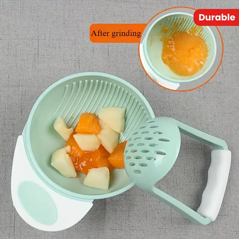 Baby Food Bowl - 1pc ポリプロピレン手動食品グラインダー、フルーツピューレ粉砕ツール、滑り止めボウルとスクリーン付き、未充電、