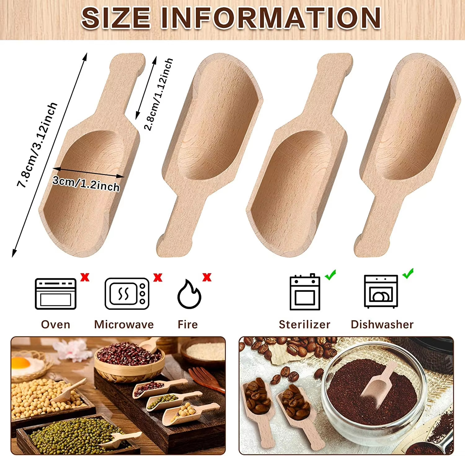 Baby Food Oatmeal - 木製ミニティースプーン小麦粉スプーンとスパチュラコーヒースプーンスパイスバスソルトスプーンミルクパウダースプーンキッチン調理ツール