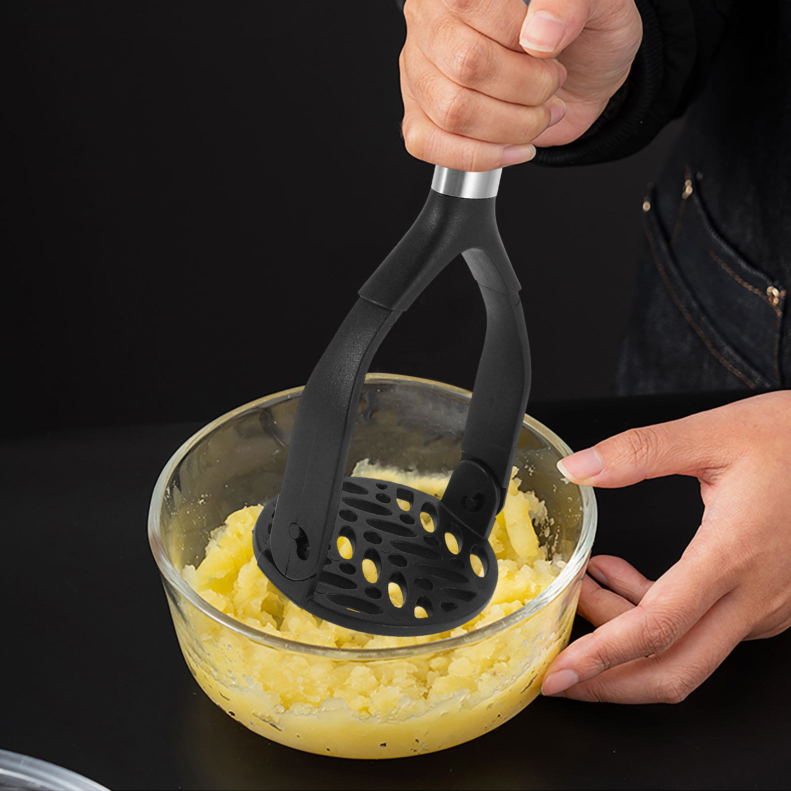 Baby Food With Avocado - 折りたたみ式ナイロンポテトマッシャー、黒色ハンドル、人間工学に基づいた傷つきにくい野菜マッシャー、ベビーフードピューレ、アボカド、トマトのマッシングに最適