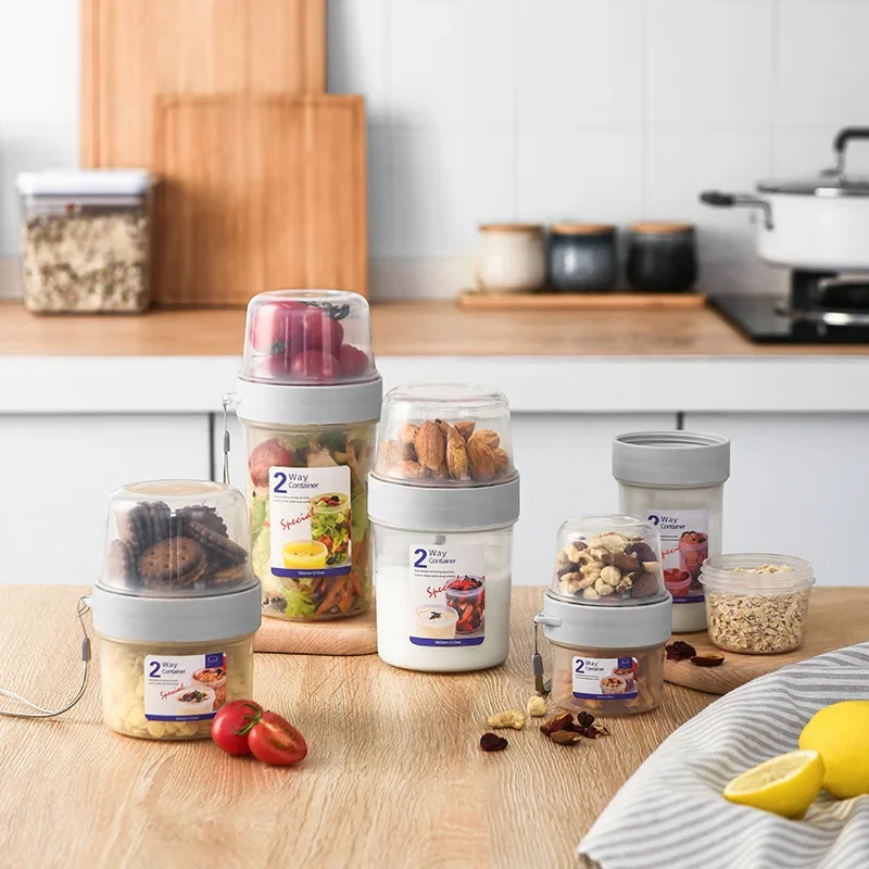 Baby Food Oatmeal - 朝食用オートミールシリアルナッツヨーグルトサラダカップシール容器セット（フォーク、ソースカップ、蓋、弁当箱、フードテイパー、ボウル、ランチボックス付き）