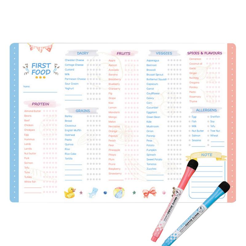 Baby Food Chart - 赤ちゃんの最初のフードトラッカー,冷蔵庫のマグネット,ベビーフードトラッカー,繰り返しの消去と書き込み,毎日のフードログブック