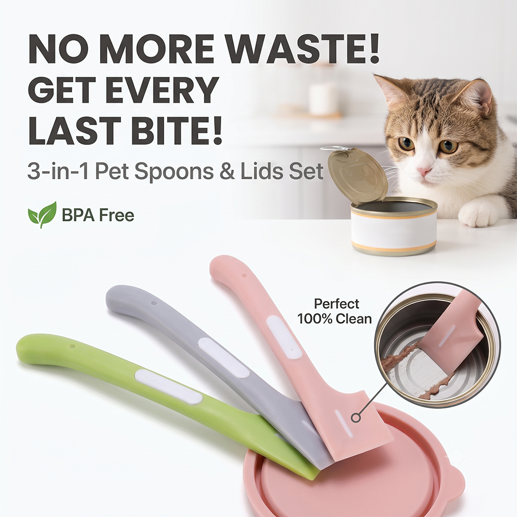 Self Feed Spoon - シリコーンペット缶詰スプーン猫犬給餌スコップ多目的缶切りスクレーパー人間工学に基づいたロングハンドルペット給餌用品