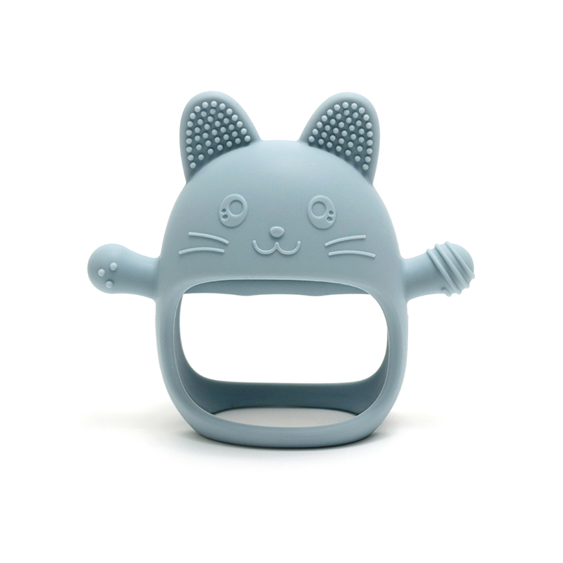 Baby Food Game - ベビー歯が生えるミトン - 食品グレードのシリコングローブ咀嚼おもちゃ、吸引防止ハンドガード、かわいいウサギのデザイン