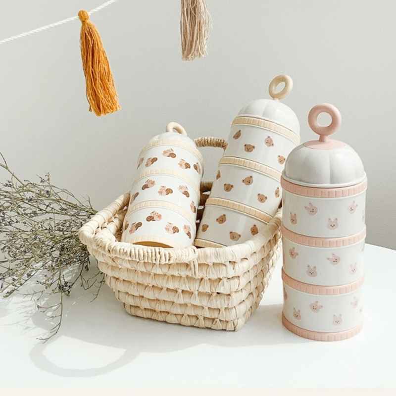 Dry Food Baby - 粉ミルクディスペンサーボックス スナック収納ディスペンサーボックス ポータブル ドライフード 分割容器 整理ケース