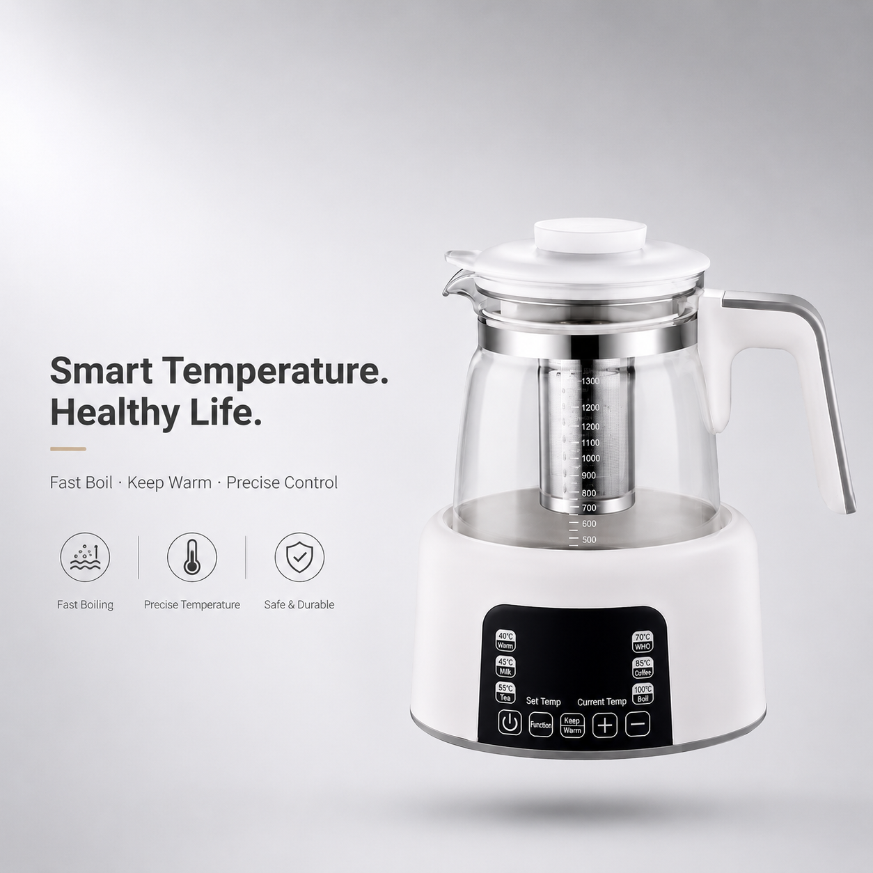 Dry Food Baby - 1.3L 家庭用恒温ケトル、高速沸騰ケトル、ベビーミルクレギュレーター、電気ケトル、耐久性のある健康ポット