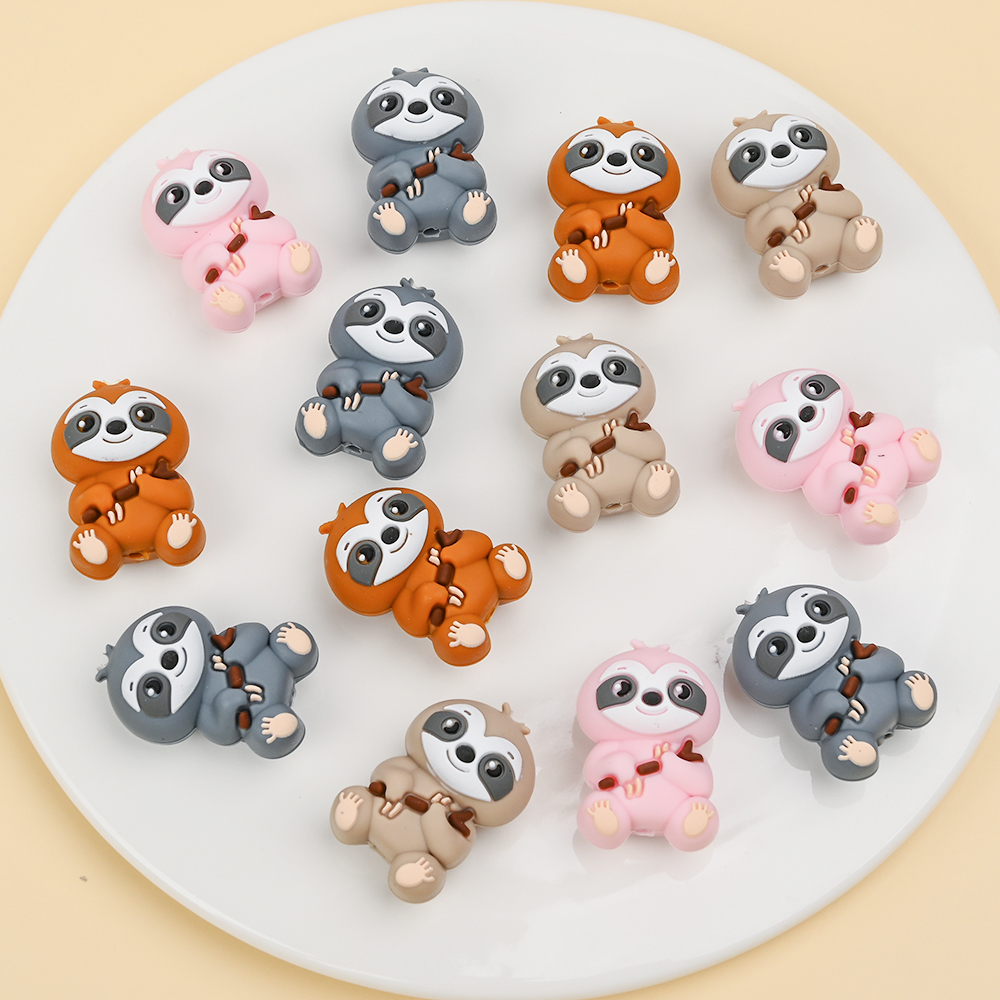 Baby Food Game - 4 個の食品グレードの動物シリコーンビーズ DIY ベビーおしゃぶりチェーンブレスレット咀嚼おもちゃ作り用カラフルなシリコーンビーズ