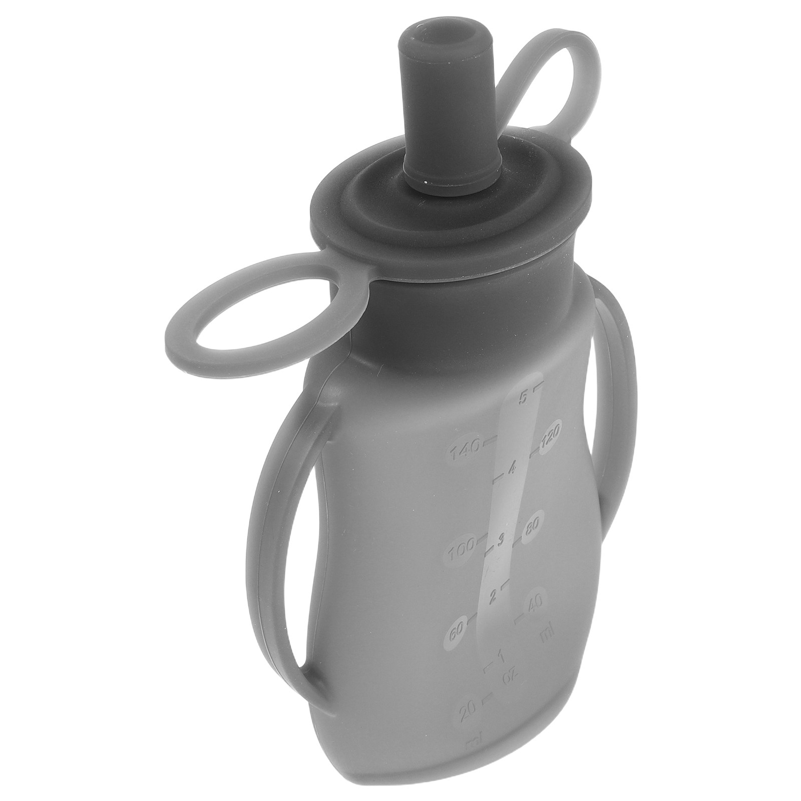 Baby Puree Pouch - シリコン製ベビーフードポーチ 再利用可能 グレー 自家製ピューレ ヨーグルト保存用 幼児用スナックポーチ