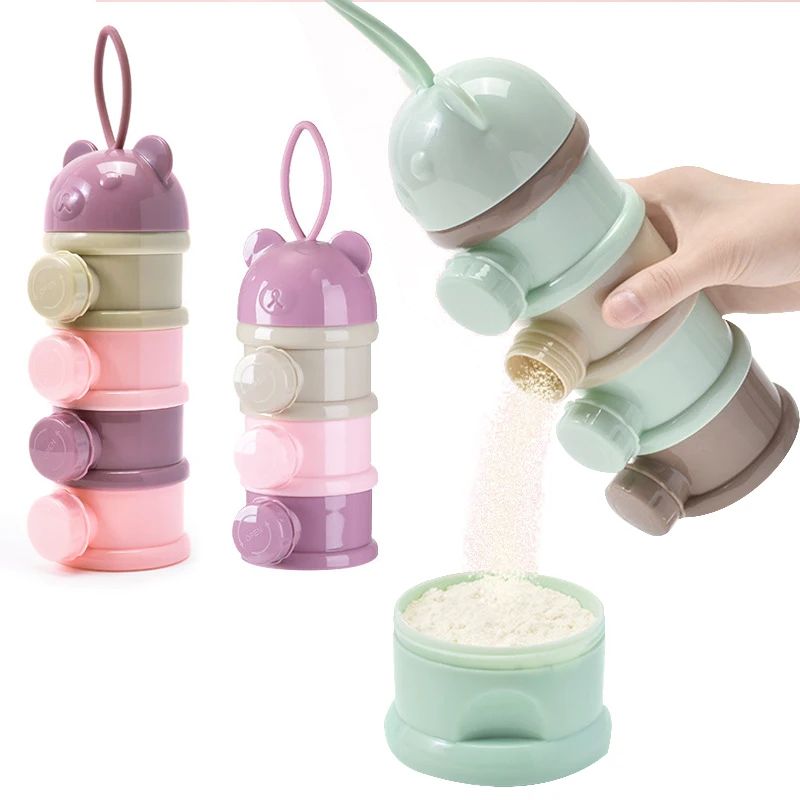Baby Food Options - 3/4 層ベビーポータブルベビーフード収納ボックス複数の開口部ディスペンサー漫画幼児粉ミルクボックス幼児スナック容器