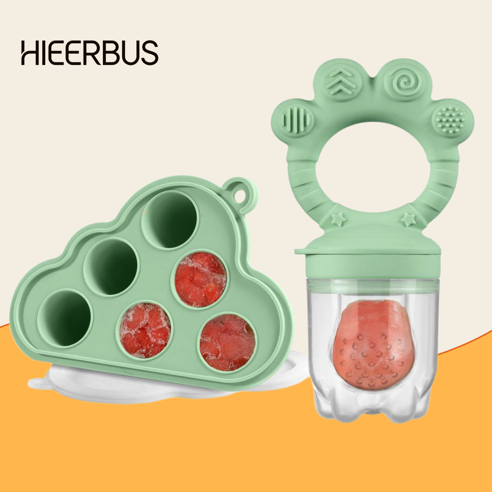 Baby Food Chart - ベビーフルーツフードフィーダー＆フリーザーニブルトレイコンボ、母乳アイスキャンディー型、BPAフリーシリコンフィーダー、幼児用セルフフィーディング、4M+