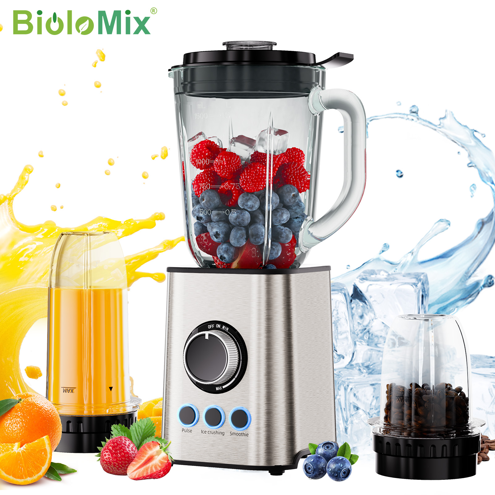 BioloMix 3 in 1スムージーブレンダー、ステンレ - Dry Food Baby のレビューと価格