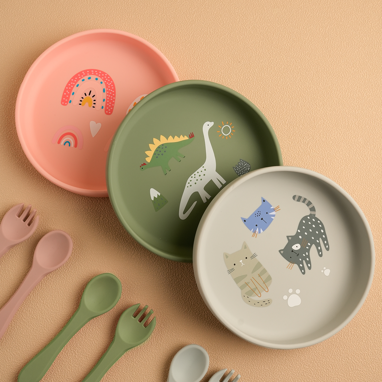 1 個ベビーシリコーン皿プレート新しい恐竜パターン食品トレイ - Baby Food Chart のレビューと価格