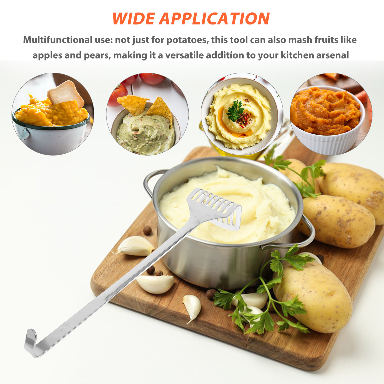 頑丈なステンレス製ポテトライサー、ロングハンドルの手動クラッ - Baby Food With Avocado のレビューと価格