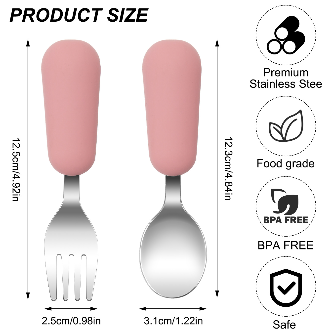 カラーキッズ 2ピース ステンレス製フォークスプーン ベビー - Baby Food Utensil のレビューと価格