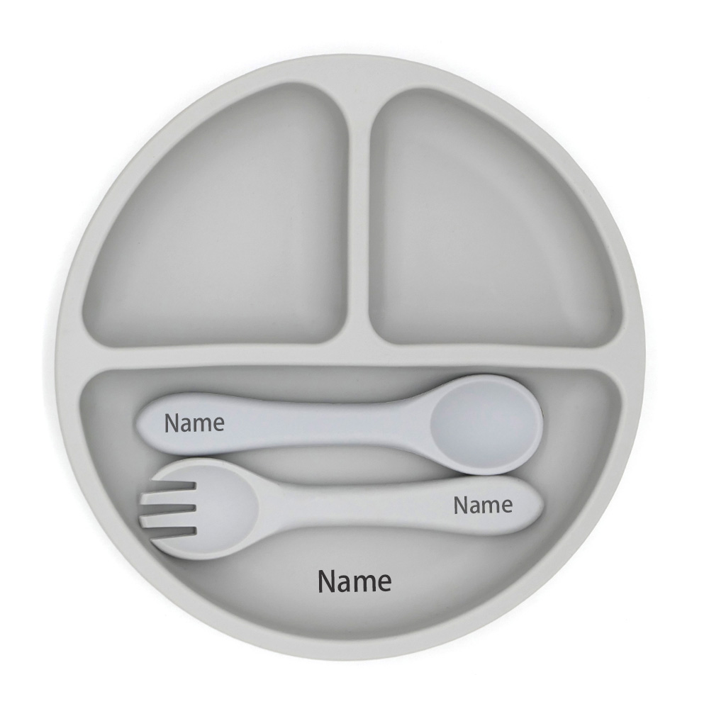 無料の名前印刷シリコン子供用食器給餌ボウルシリコンフォークス - Baby Food Bowl のレビューと価格