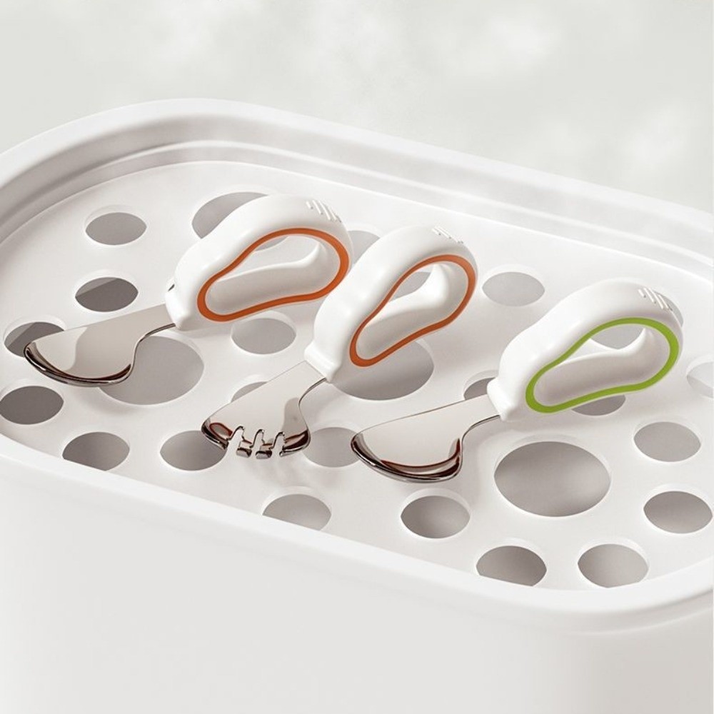 シリコンベビーフォークとスプーンセット 316 ステンレス鋼 - Self Feed Spoon のレビューと価格