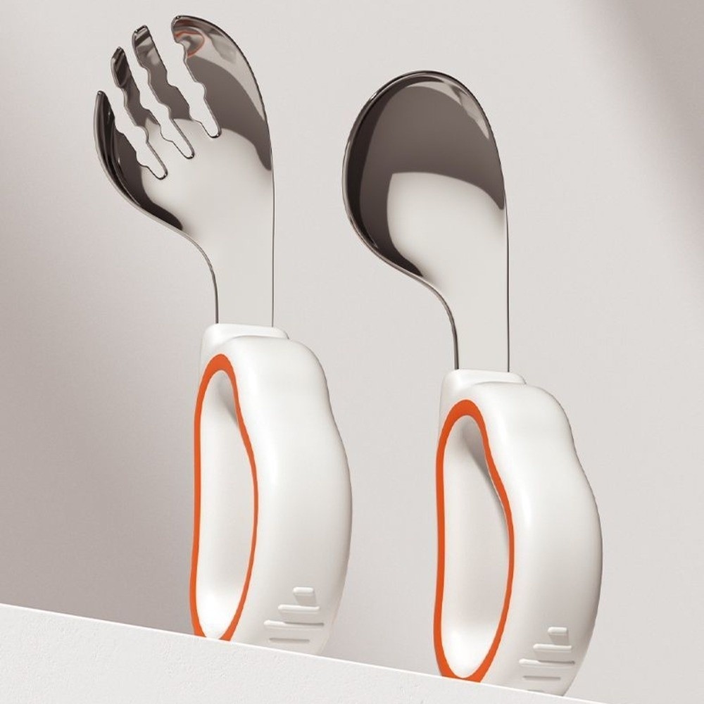 シリコンベビーフォークとスプーンセット 316 ステンレス鋼 - Self Feed Spoon のレビューと価格