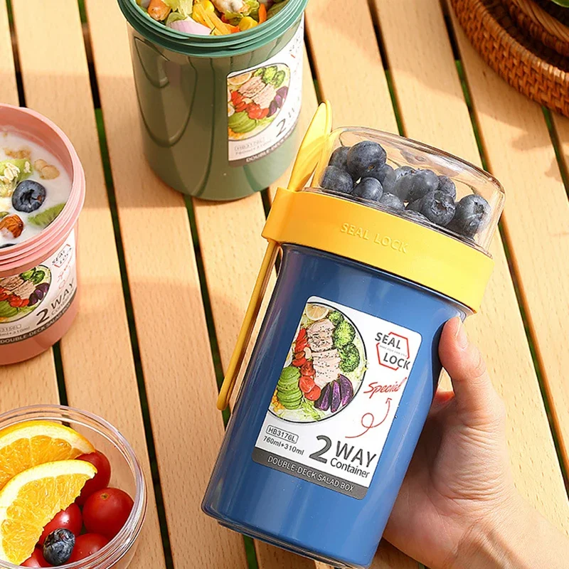 弁当箱 サラダ オートミール 朝食 ダブルカップ シリアル  - Baby Food Oatmeal のレビューと価格