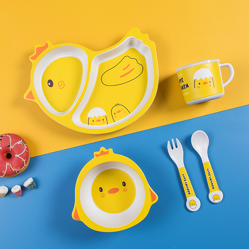 かわいい漫画の鶏の竹繊維食器セット - 家庭用プレート、ボウ - Baby Food Bowl のレビューと価格