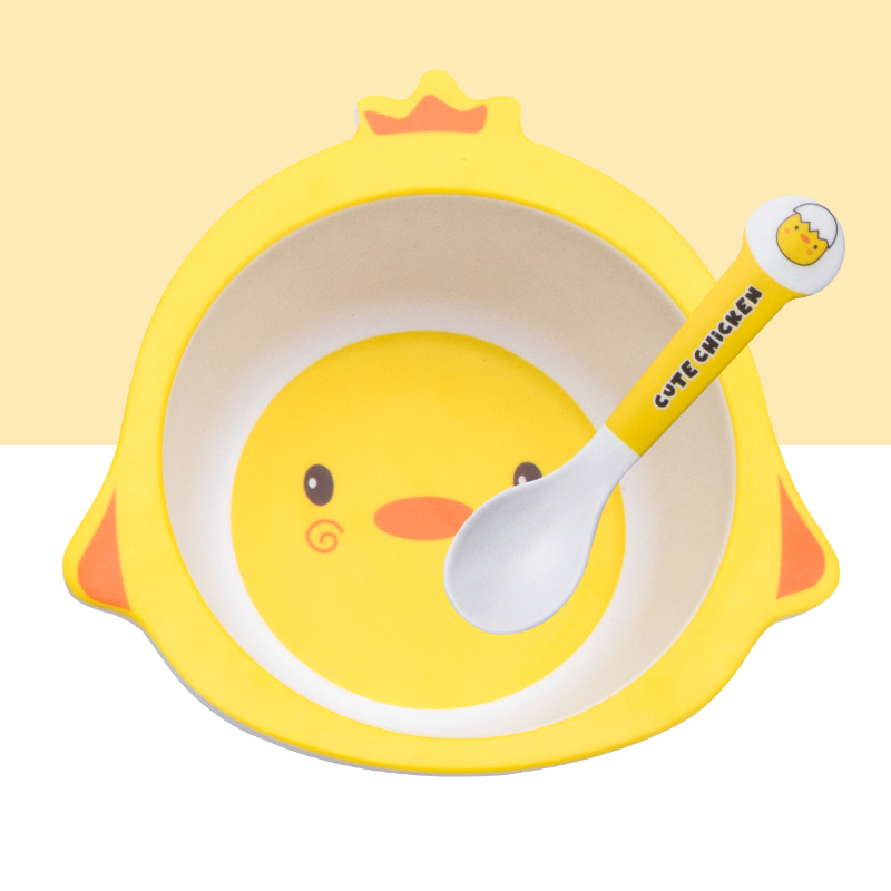 かわいい漫画の鶏の竹繊維食器セット - 家庭用プレート、ボウ - Baby Food Bowl のレビューと価格