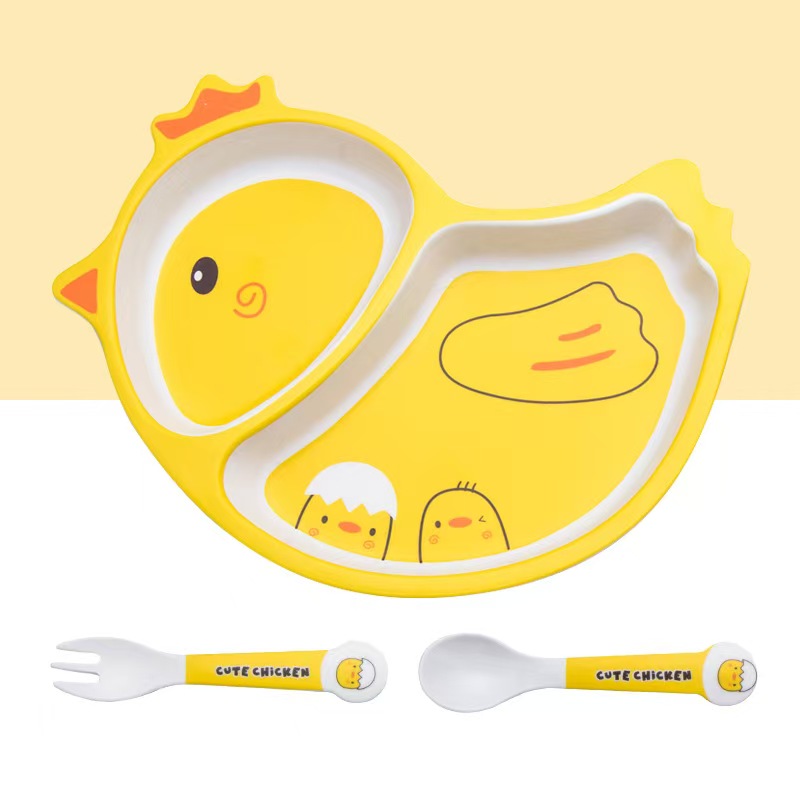 かわいい漫画の鶏の竹繊維食器セット - 家庭用プレート、ボウ - Baby Food Bowl のレビューと価格