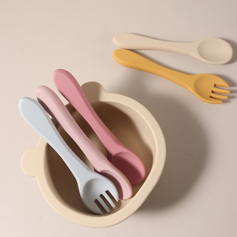 カスタムネーム入りシリコン製スプーンとフォーク1組、食品グレ - Baby Food Utensil のレビューと価格