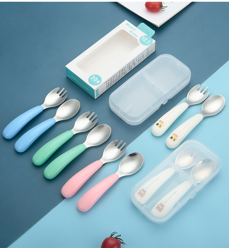 304 ステンレス鋼のスプーン、フォーク、箸、ポータブルケー - Baby Food Utensil のレビューと価格