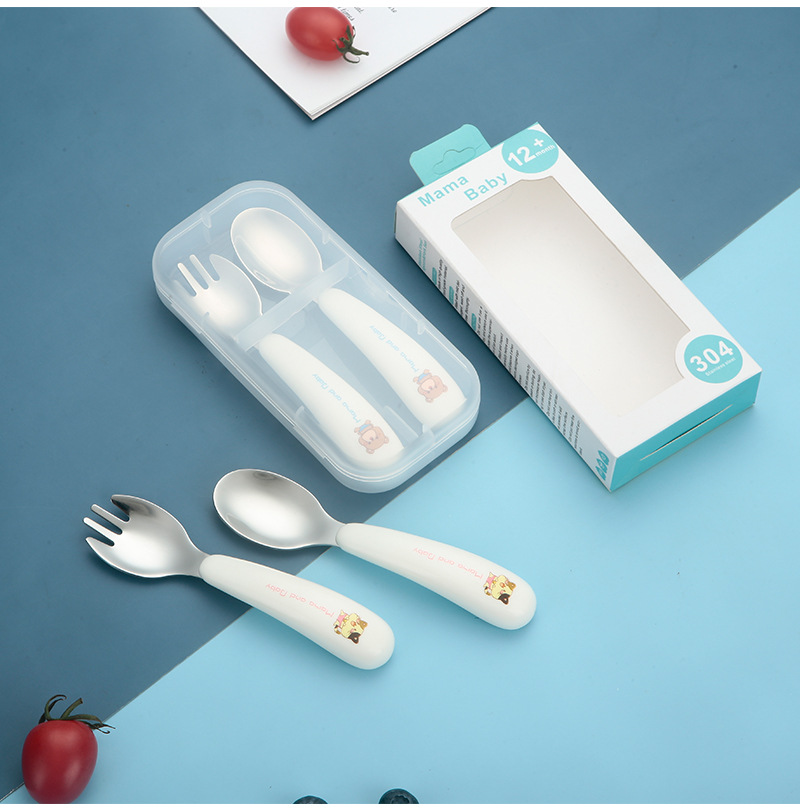 304 ステンレス鋼のスプーン、フォーク、箸、ポータブルケー - Baby Food Utensil のレビューと価格