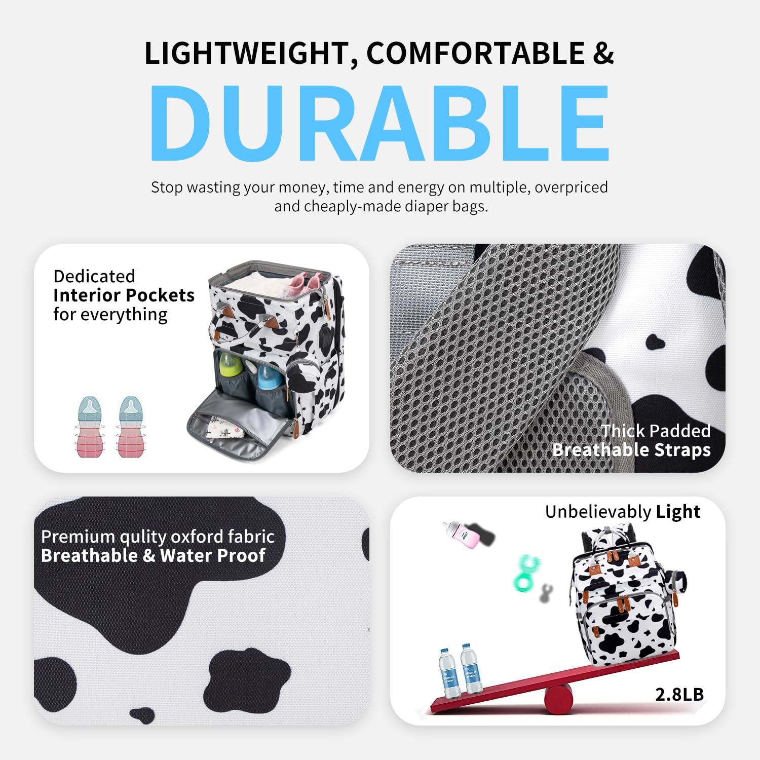 KABAQOOおむつバッグバックパック、取り外し可能なおむつ - Baby Puree Pouch のレビューと価格