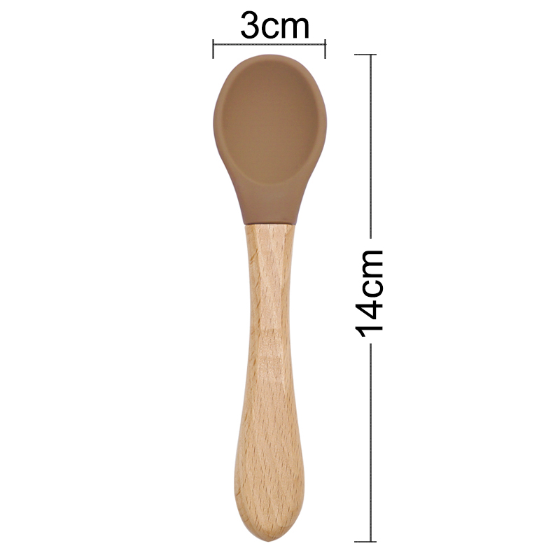 給餌木製ハンドルシリコーンスプーンベビー用品食べる土壌食品子 - Baby Food Utensil のレビューと価格