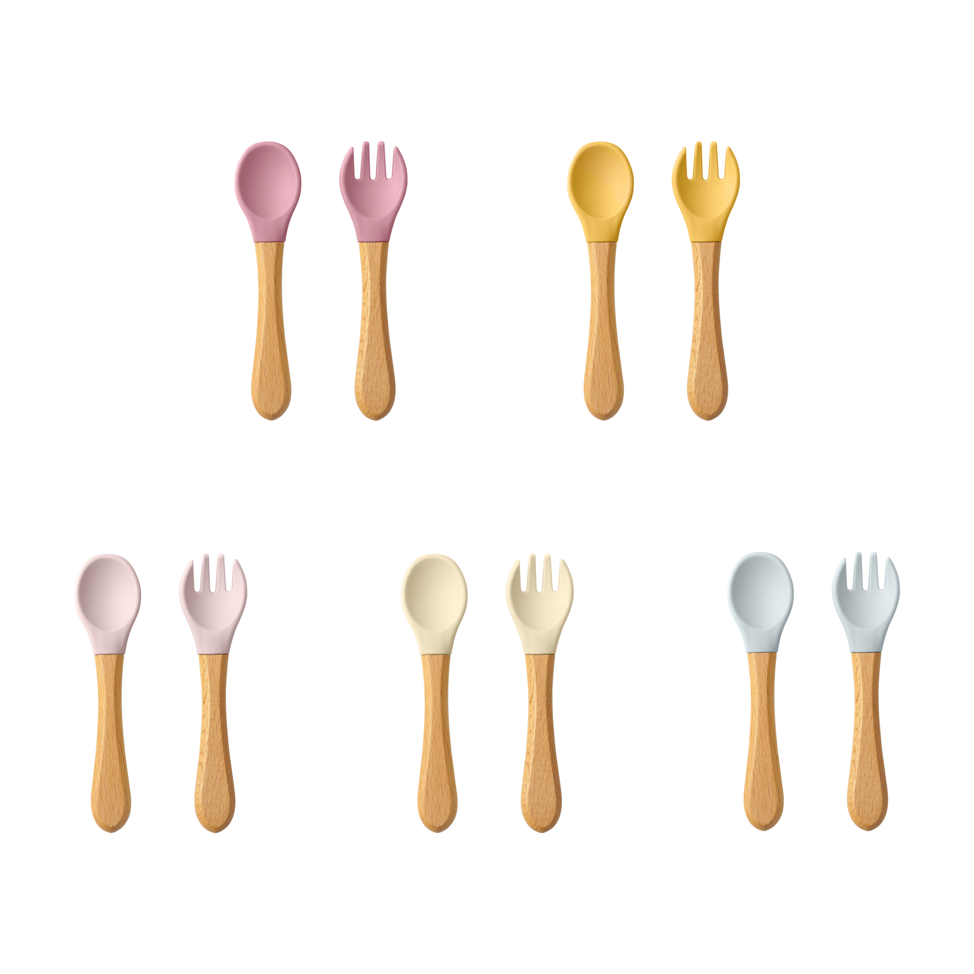2 個ベビー学習スプーン食器セット食品グレードの木製ハンドル - Baby Food Utensil のレビューと価格