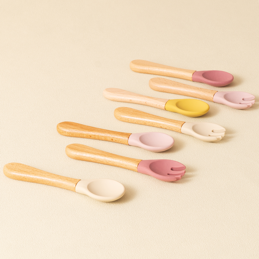 2 個ベビー学習スプーン食器セット食品グレードの木製ハンドル - Baby Food Utensil のレビューと価格
