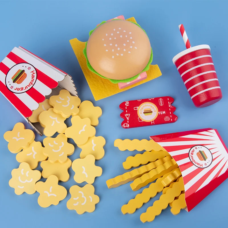 モンテッソーリ木製ベビーおもちゃキッチンバーガーセットリアル - Dry Food Baby のレビューと価格