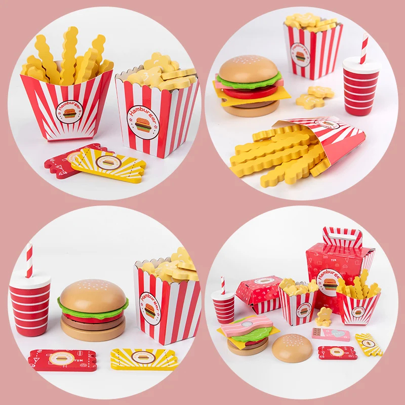 モンテッソーリ木製ベビーおもちゃキッチンバーガーセットリアル - Dry Food Baby のレビューと価格