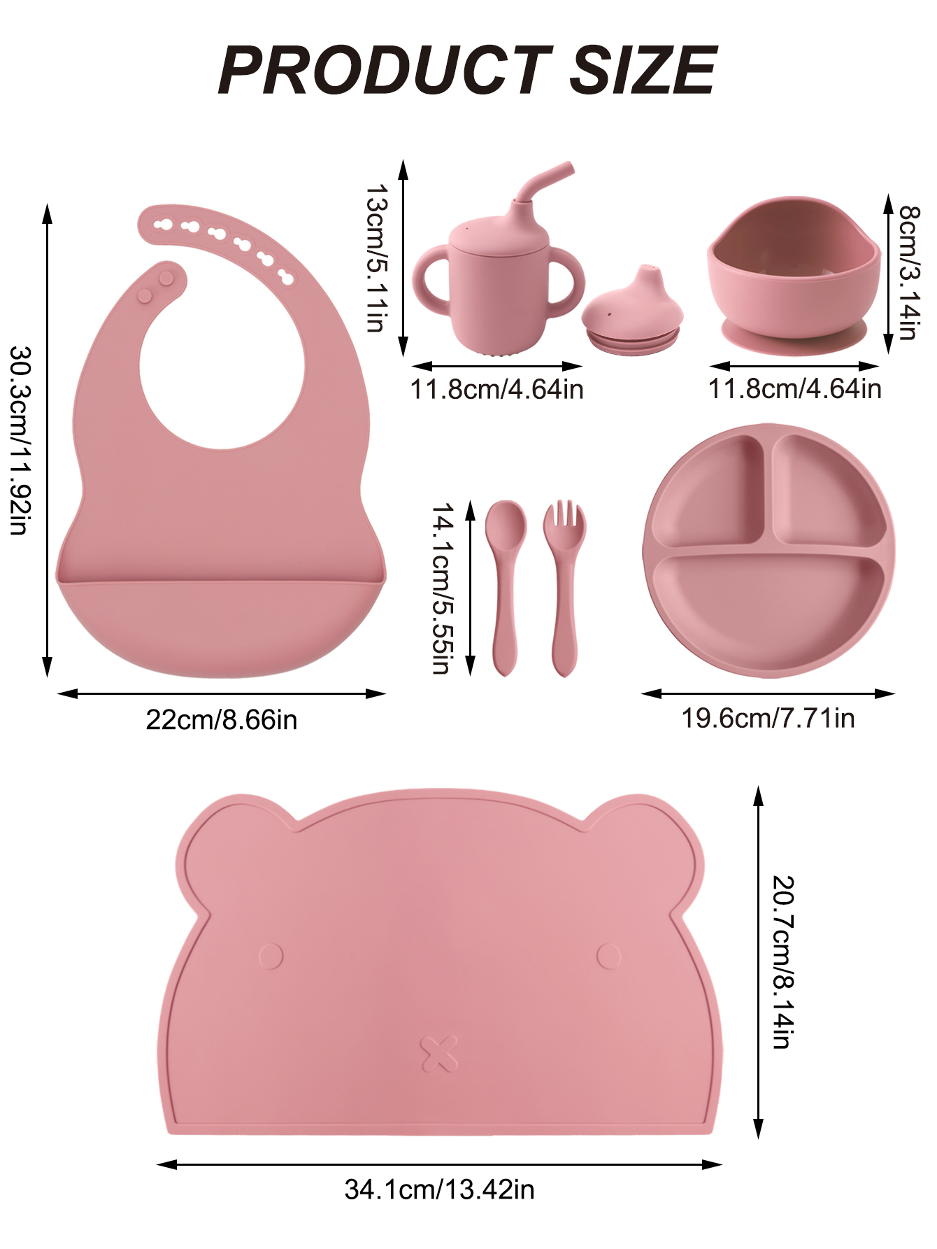 7点セット シリコン製ベビー食器セット 仕切り皿 吸盤付きボ - Self Feed Spoon のレビューと価格