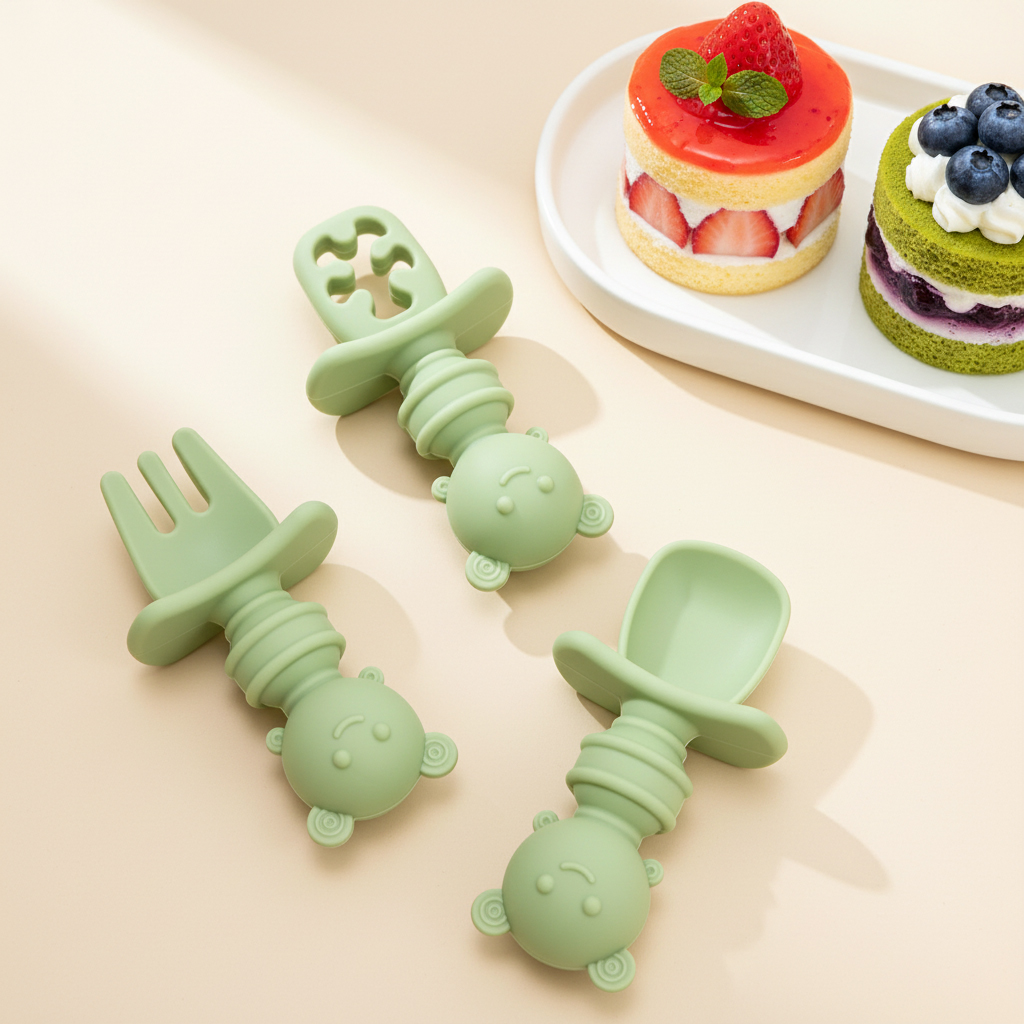 3個入りショートハンドルビースプーン＆フォークセット、初期の - Baby Food Utensil のレビューと価格