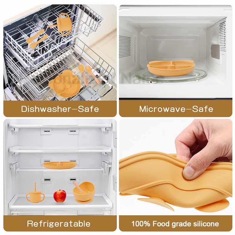 給餌セットシリコーンベビー吸盤ボウル皿プレート子供のためのク - Baby Food Bowl のレビューと価格